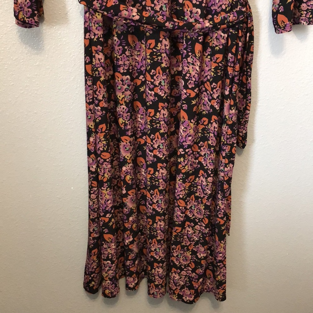 Lauren CARLYNA Ralph Lauren Woman's16W jersey 3/4 Sleeve day dress purple floral - Picture 4 of 16
